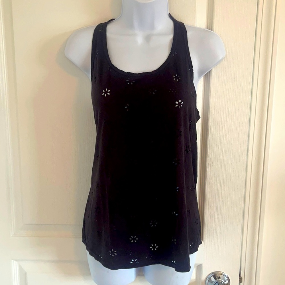 Suede topwith daisy cutouts  Size M